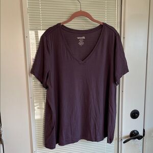 wool& Relaxed V-Neck Short Sleeve Tee — Plum